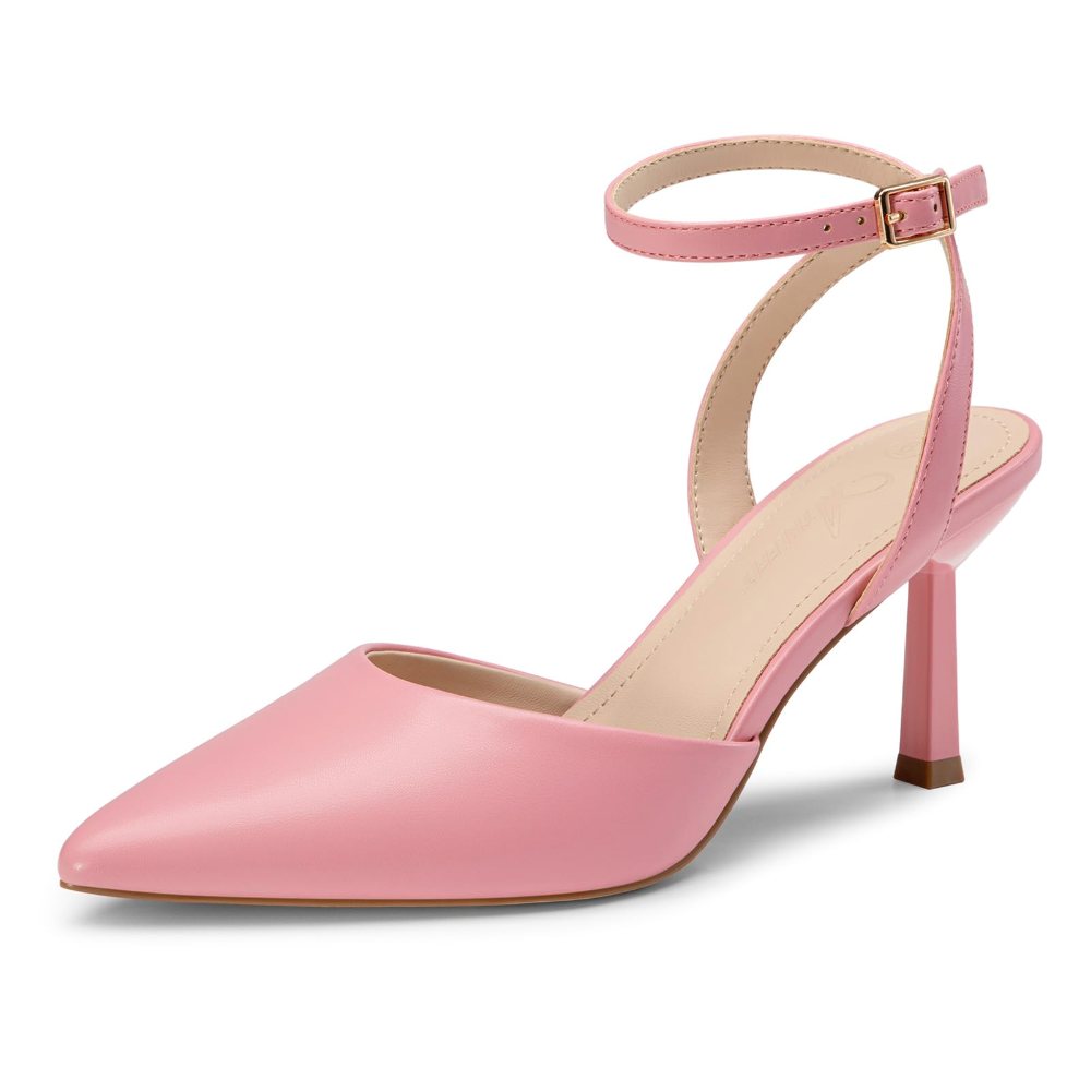 Athlefit Ankle Strap Pointed Toe Pump in Pink