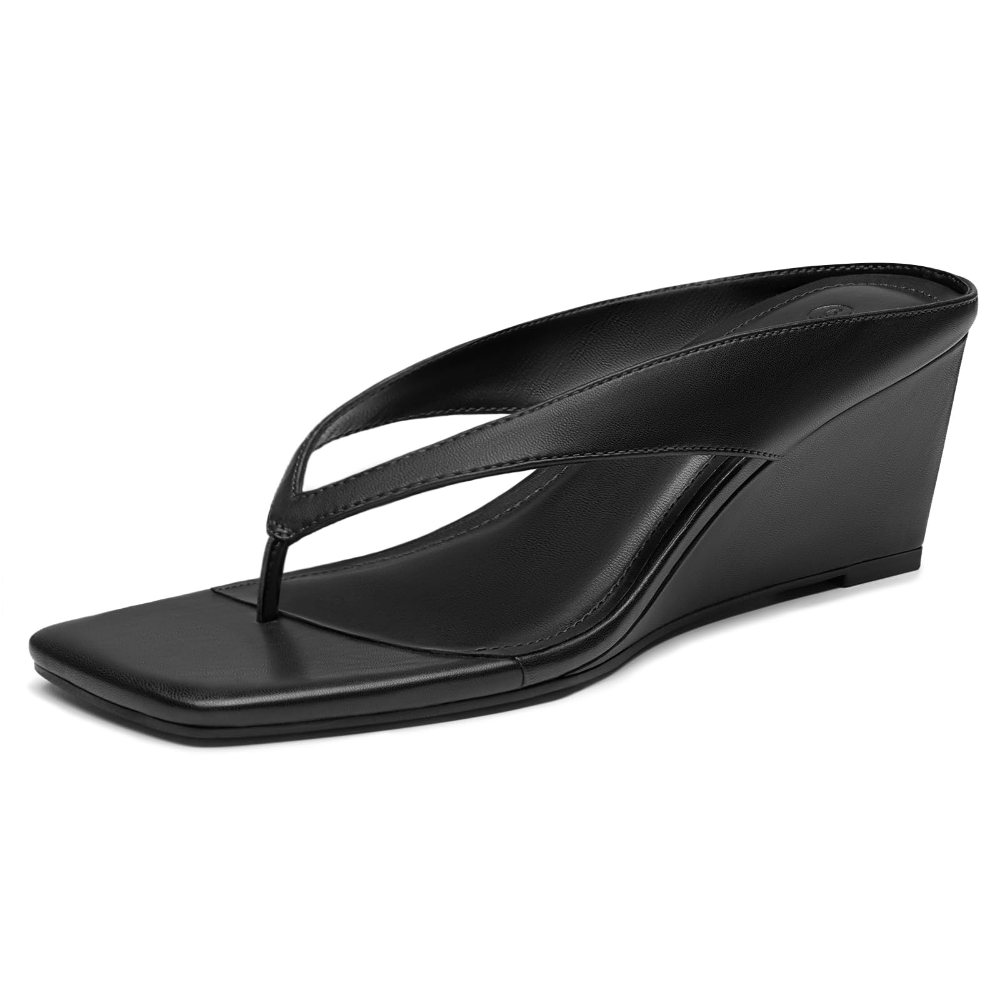 Athlefit Thong Wedge Flip-Flop in Black