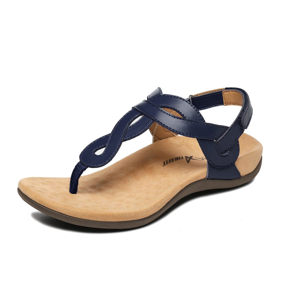 Athlefit Arch Support Twist Thong Sandal in Navy