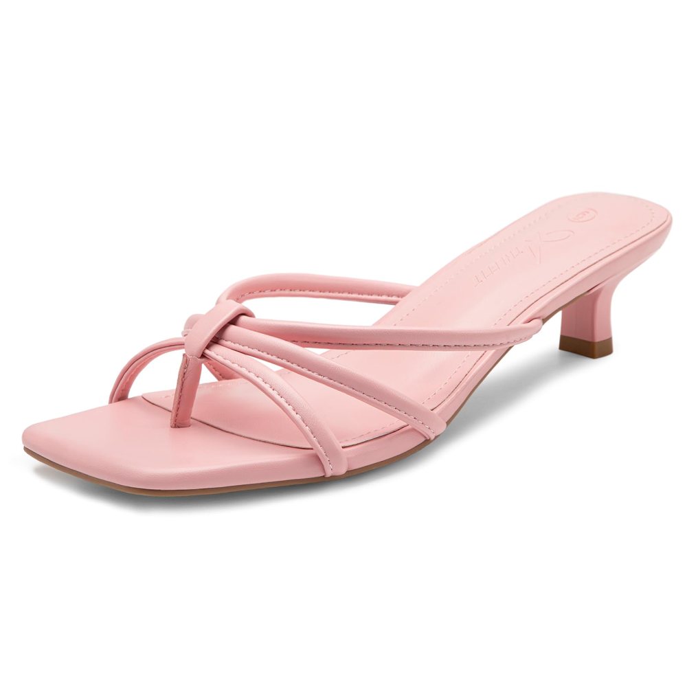 Athlefit Strappy Thong Kitten Heel in Pink
