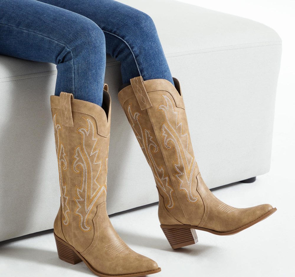 Athlefit Embroidered Pointed Toe Cowboy Boot, second view