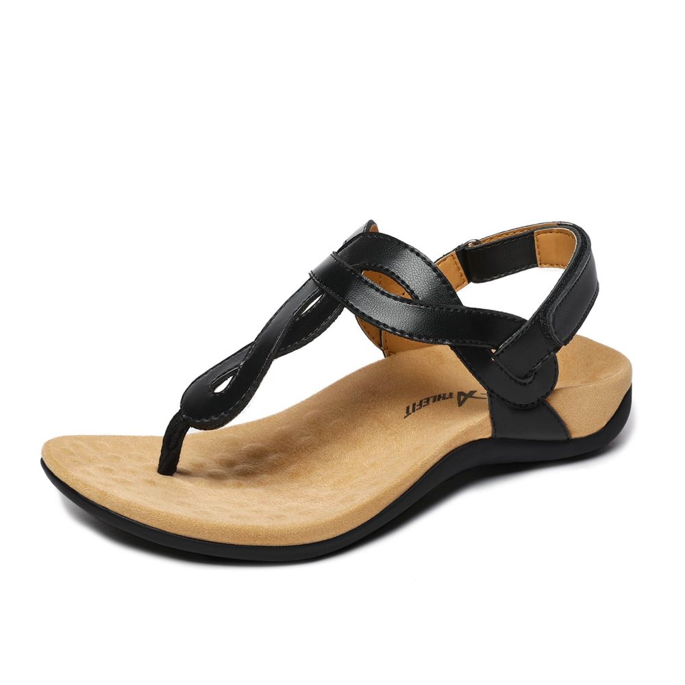 Athlefit Arch Support Twist Thong Sandal in Black