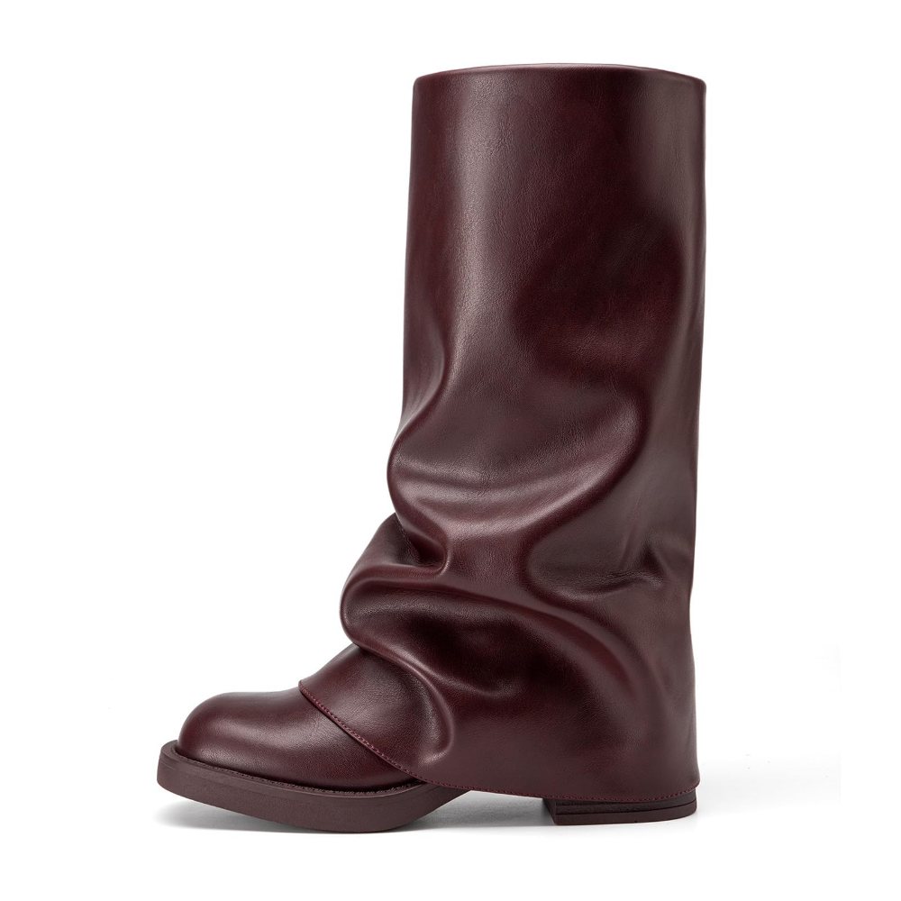 Athlefit Fold-Over Pull-On Boot in Burgundy