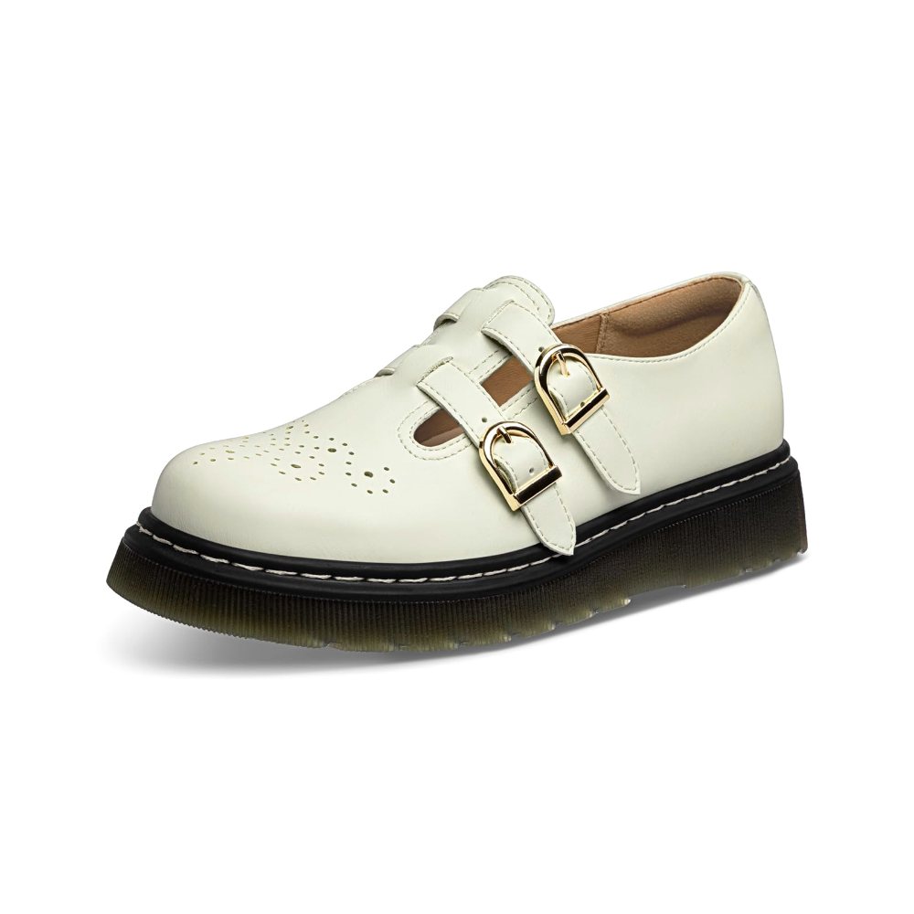 Athlefit Double Buckle Platform Mary Jane in Beige
