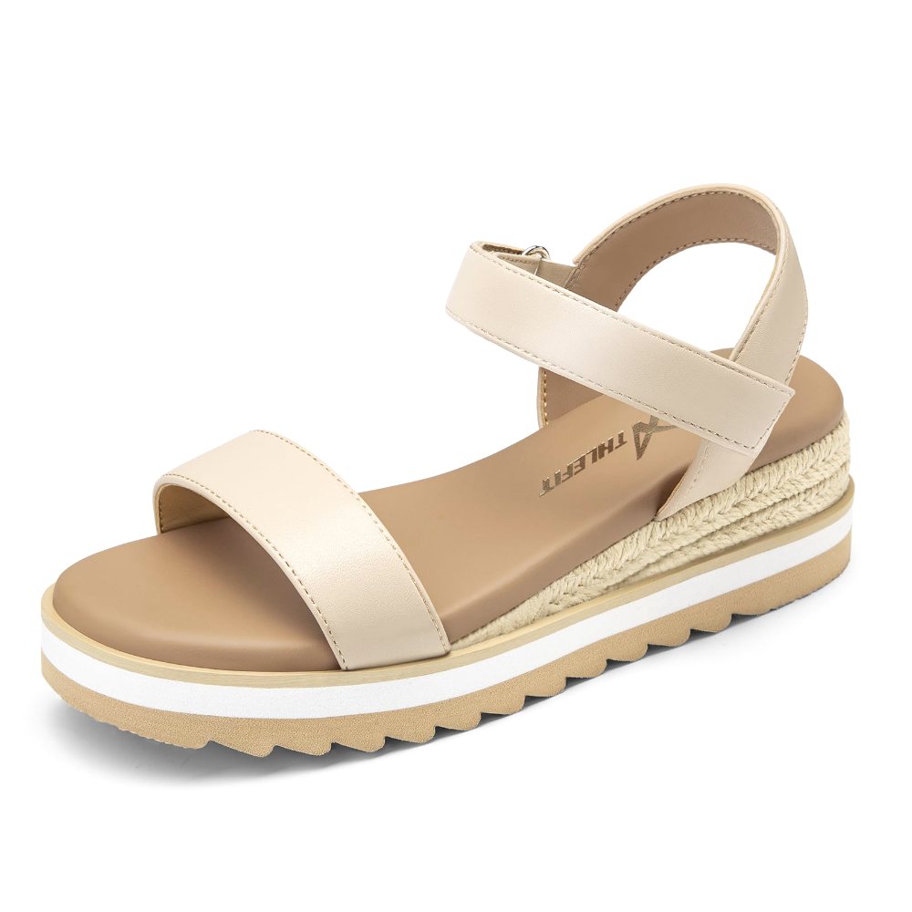 Athlefit Girls' Espadrille Platform Sandal in Nude