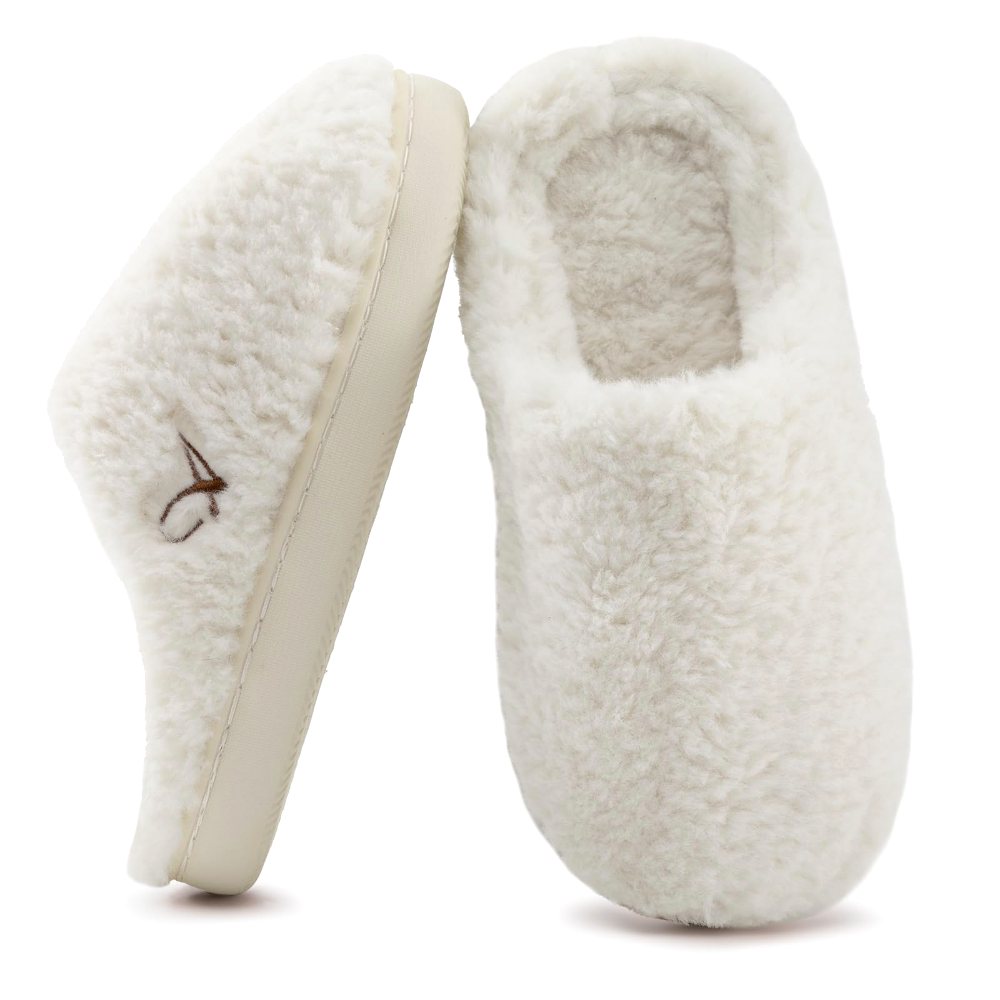 Athlefit Fleece Lined Clog Slipper in White