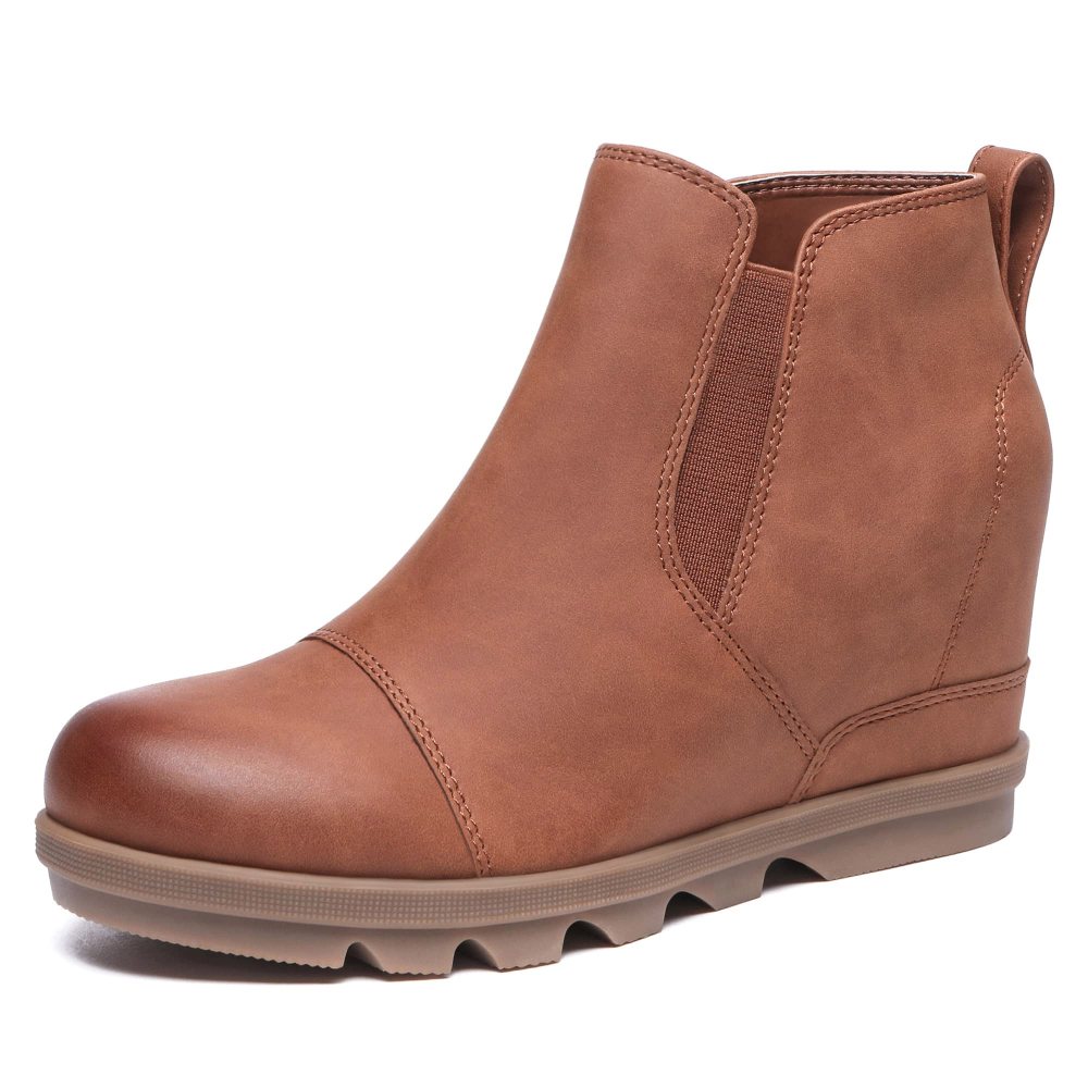 Athlefit Slip-On Wedge Bootie in Brown