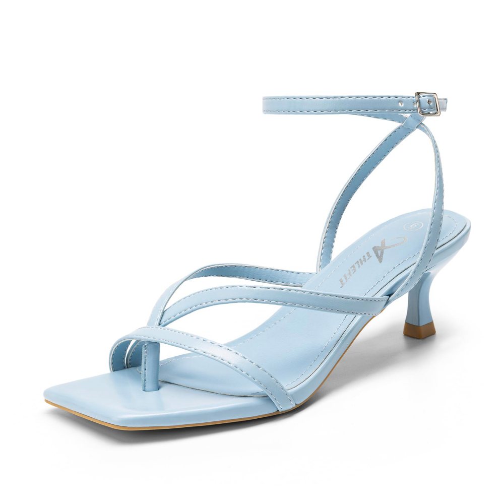 Athlefit Ankle Strap Thong Kitten Heel in Blue