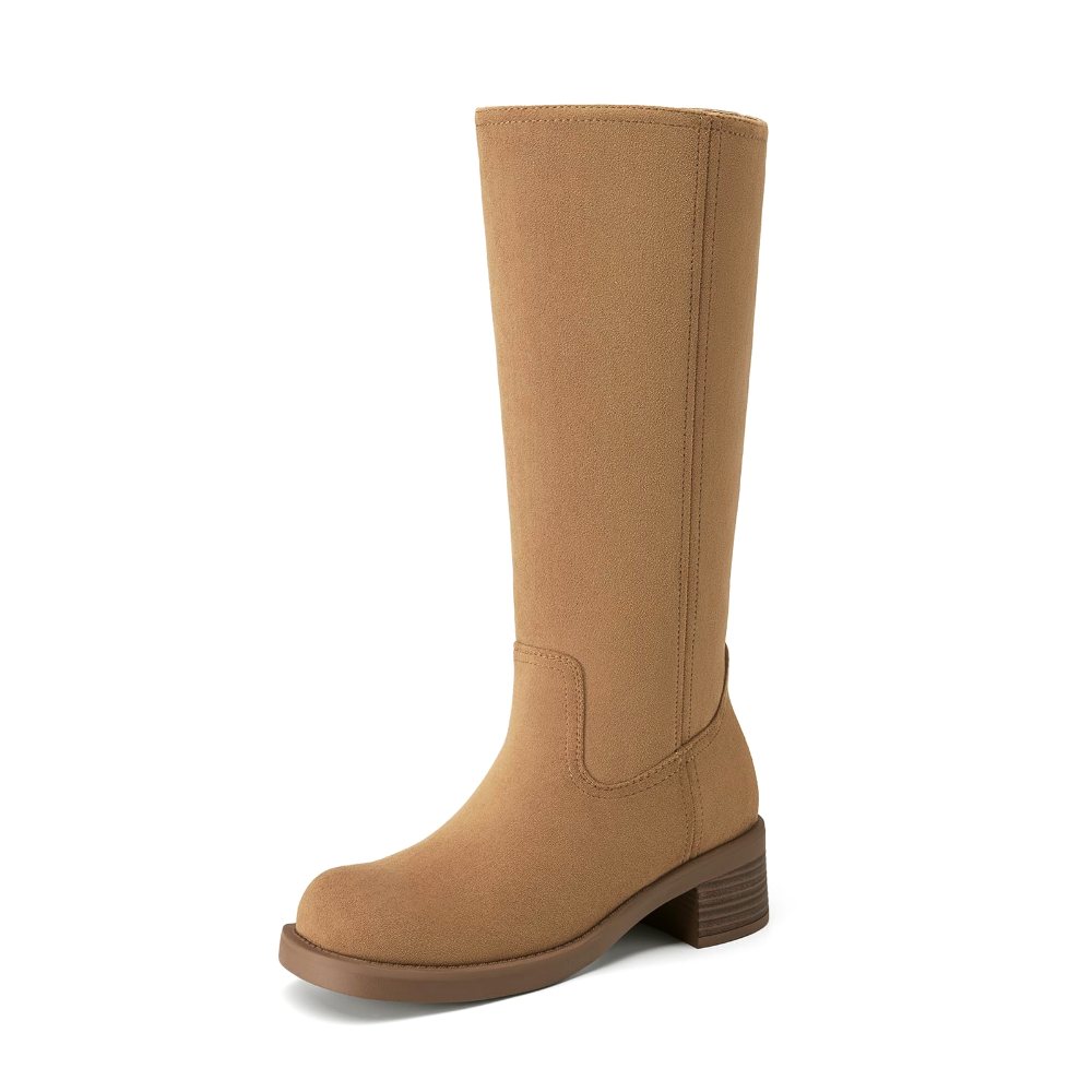 Athlefit Square Toe Riding Boot in Tan Suede
