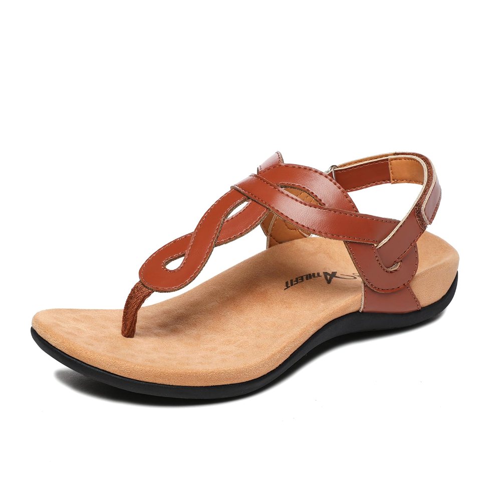 Athlefit Arch Support Twist Thong Sandal in Brown