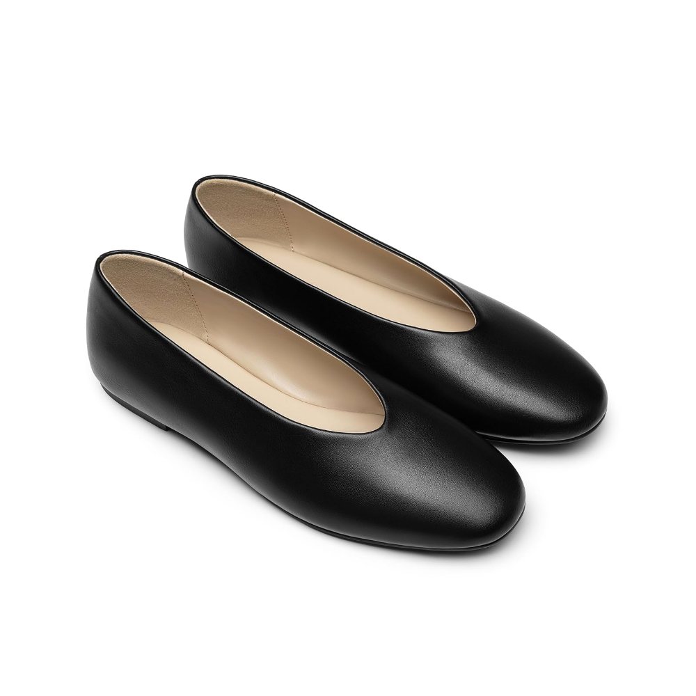 Athlefit Round Toe Suede Ballet Flat in Black
