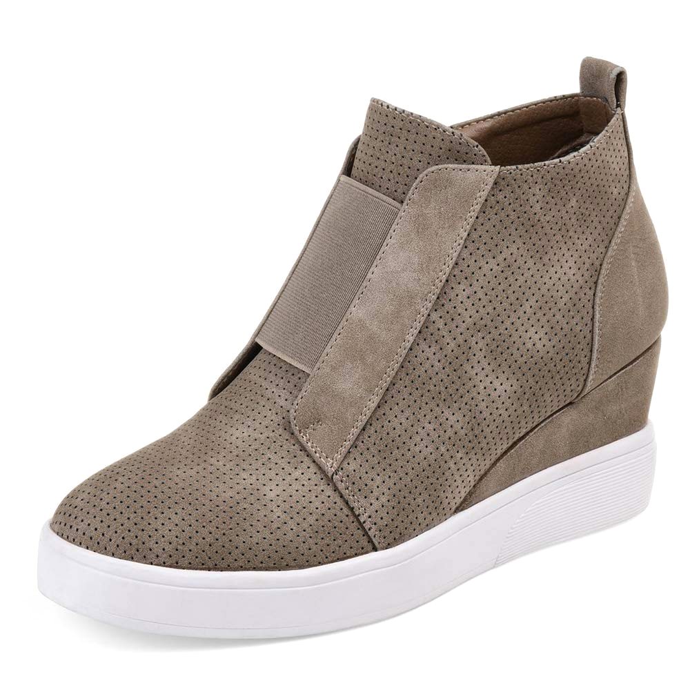 Athlefit Hidden Wedge Side Zip Sneaker in Brown