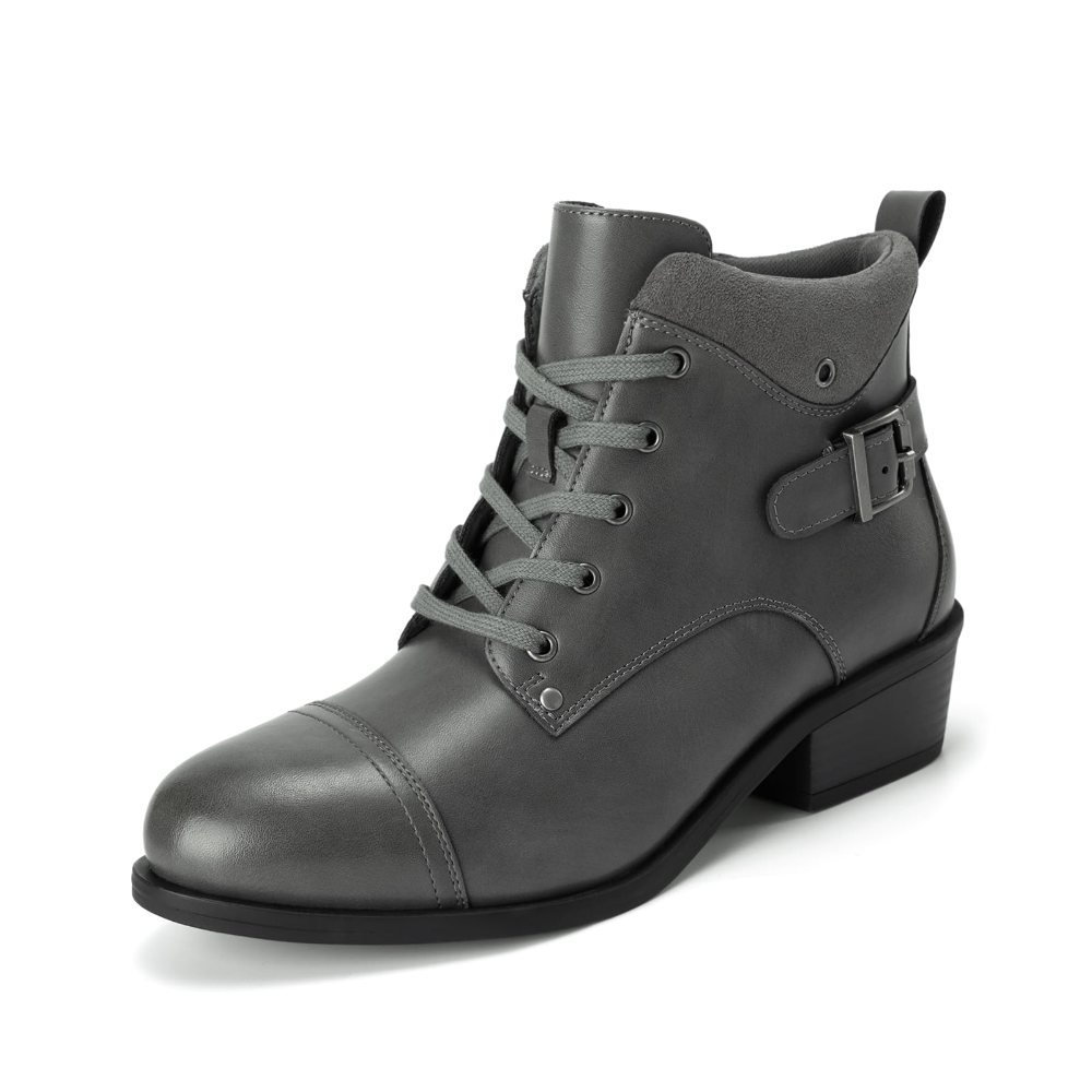 Athlefit Lace-Up Zip Ankle Boot in Grey