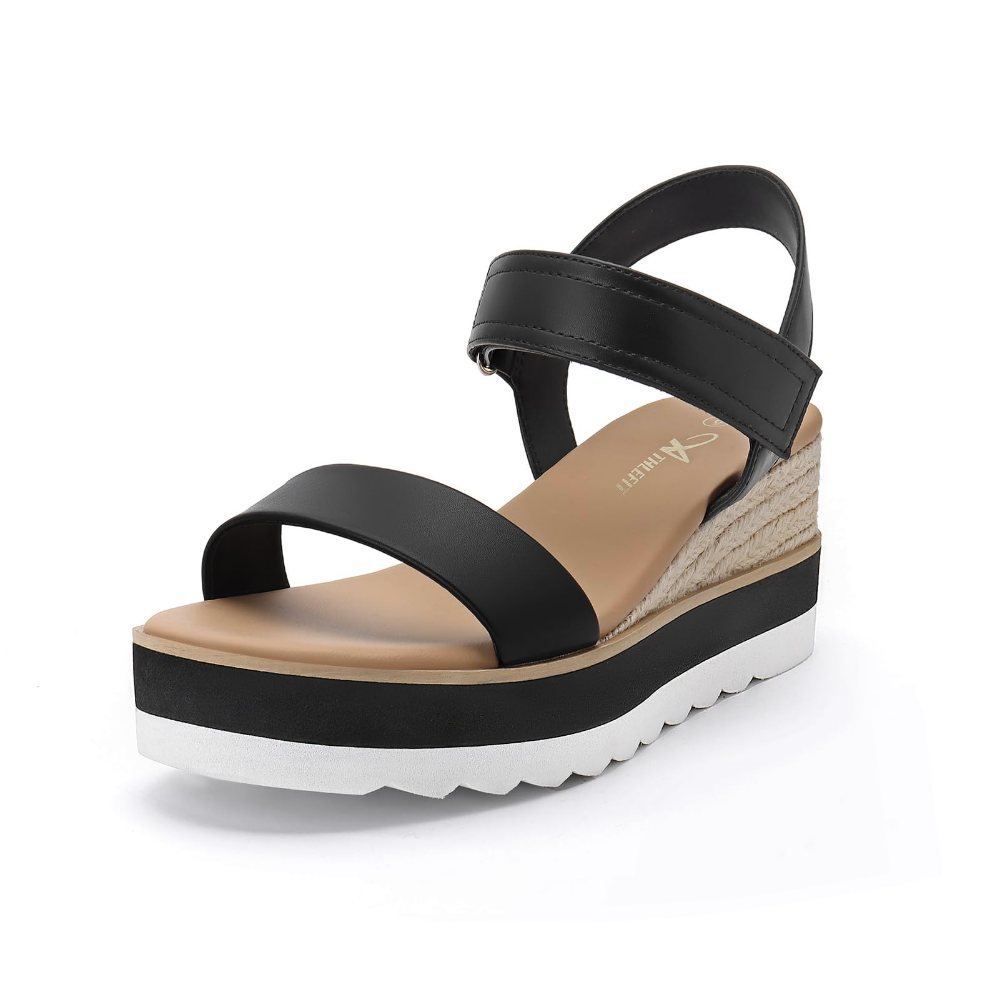 Athlefit Ankle Strap Espadrille Platform in Black