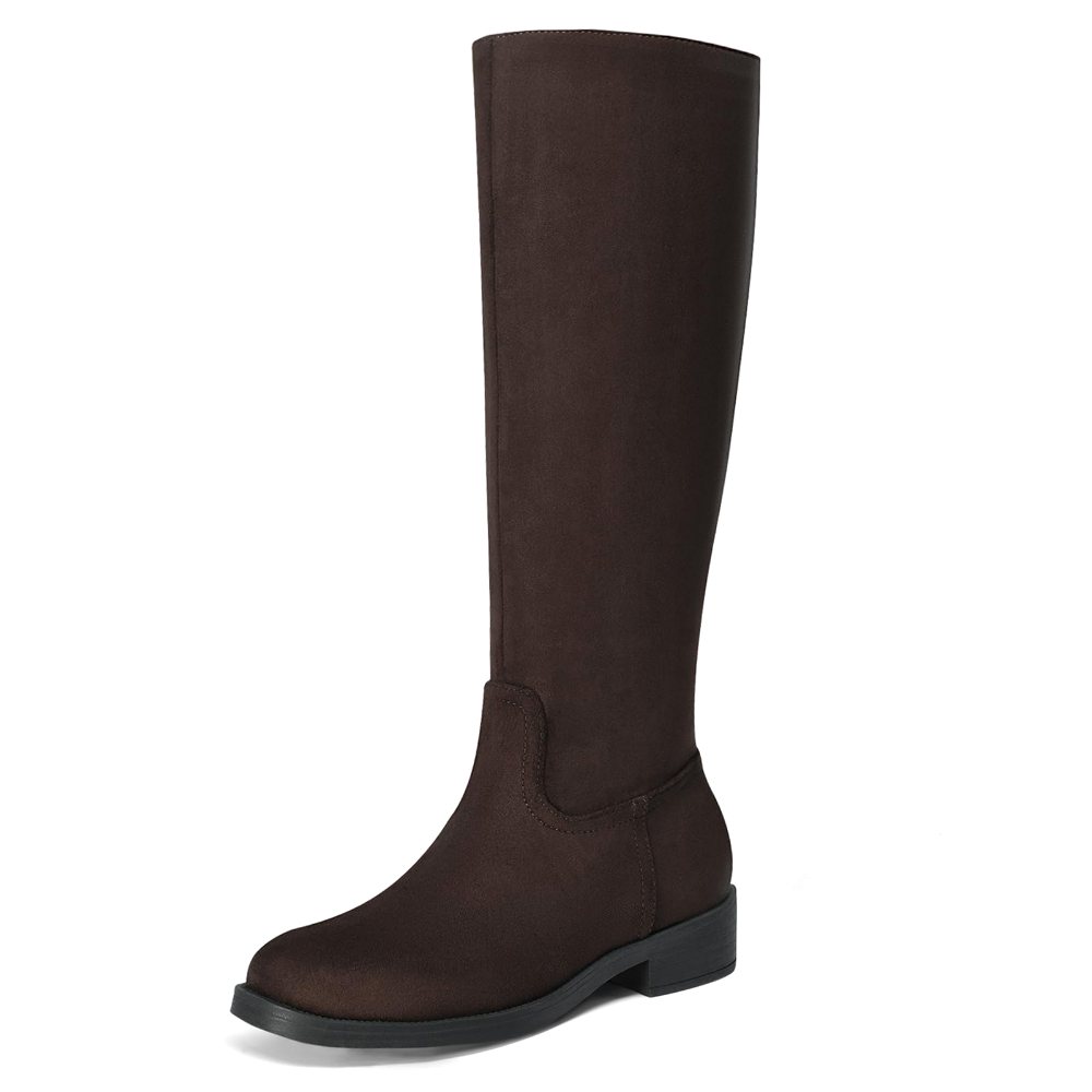 Athlefit Flat Suede Knee-High Boot in Chocolate Suede