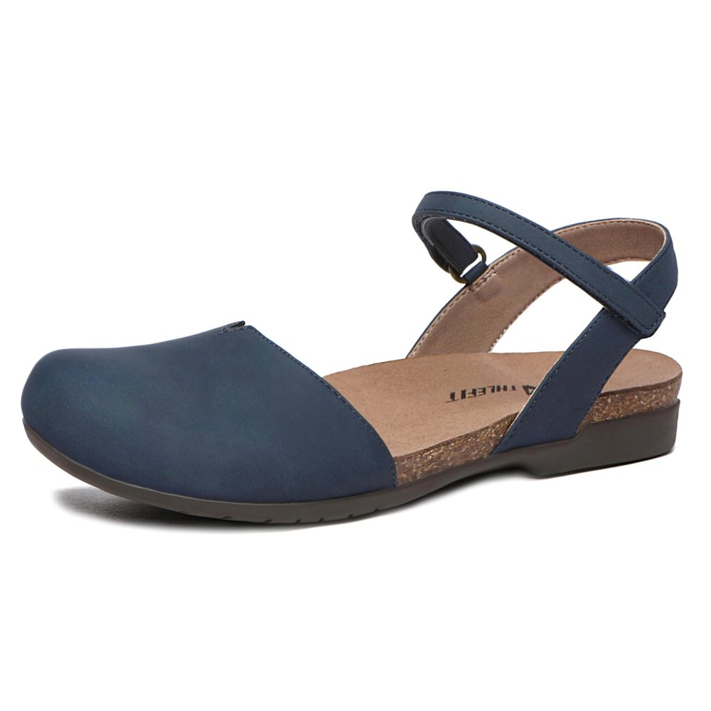 Athlefit Closed Toe Flat Sandal in Navy
