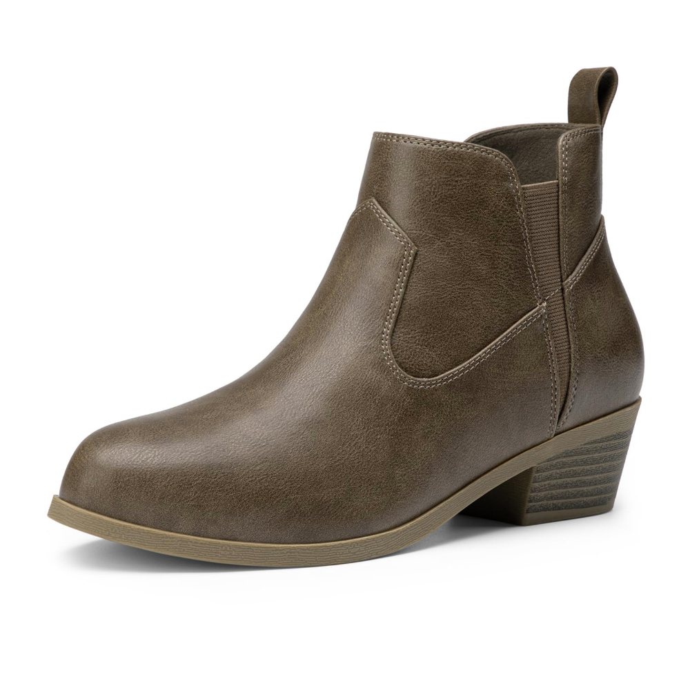 Athlefit Western Stitch Pointed Toe Bootie in Taupe