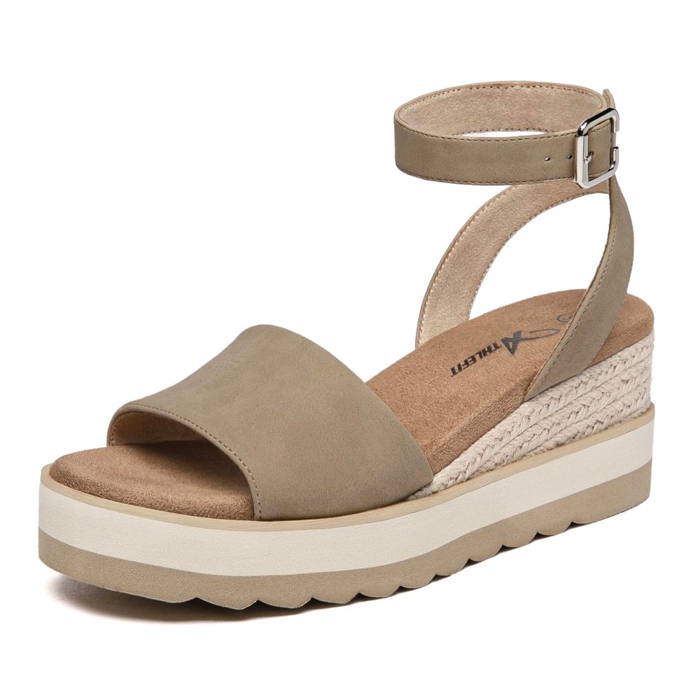 Athlefit Ankle Strap Espadrille Wedge in Khaki