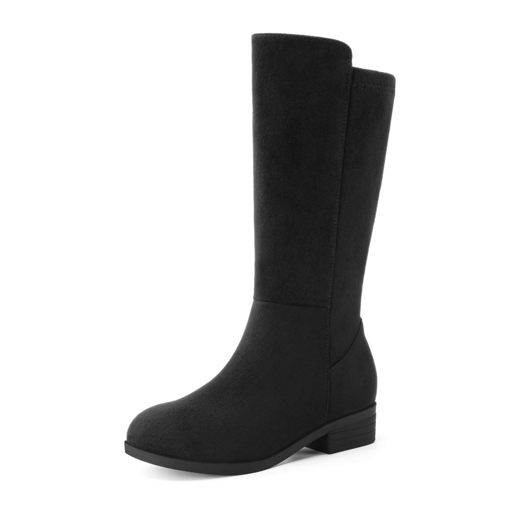 Athlefit Girls' Water-Resistant Tall Boot in Black Suede