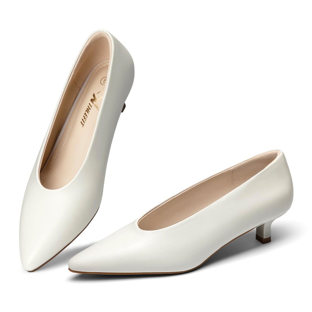Athlefit Low Kitten Heel Pump in White