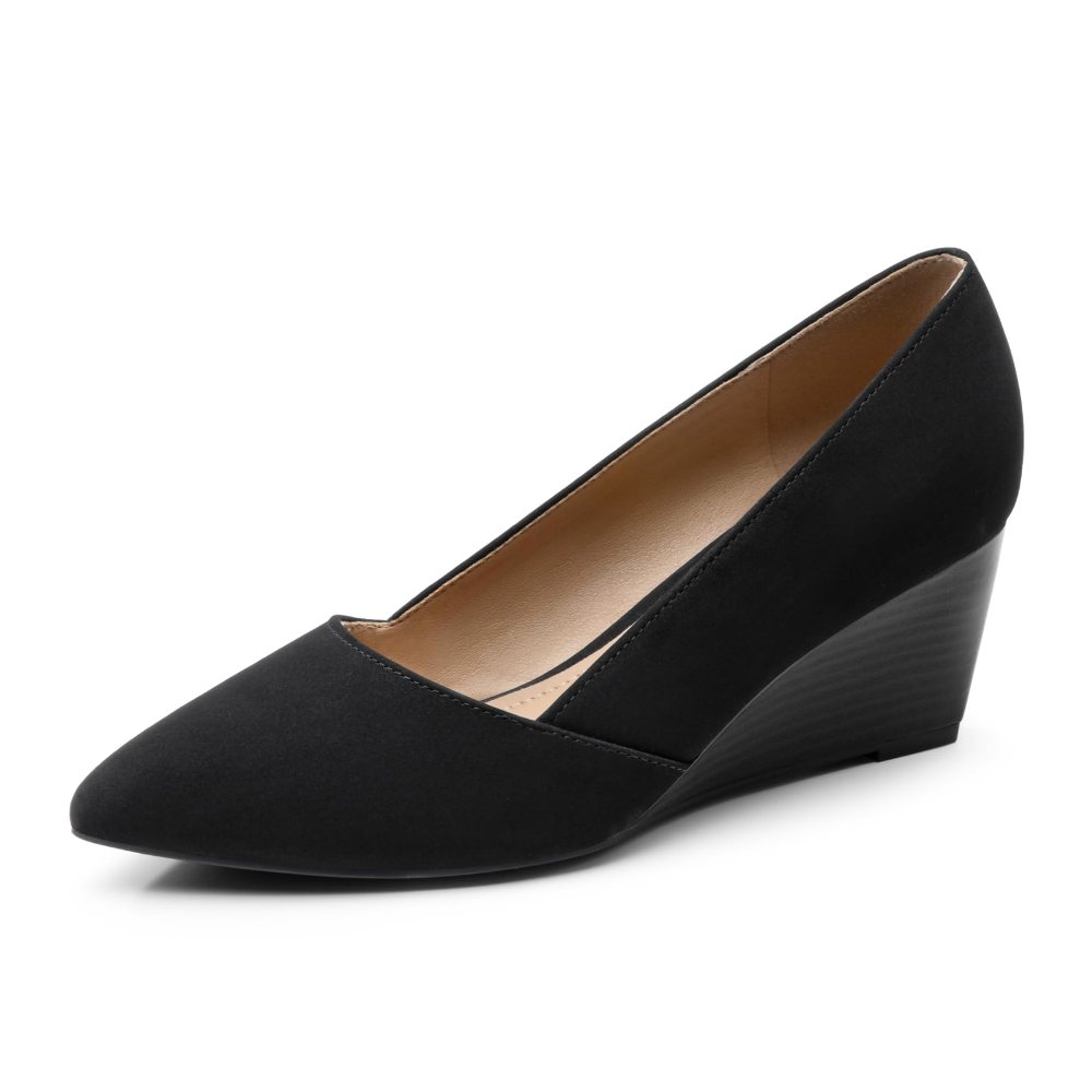 Athlefit Low Wedge Pump in Black Nubuck