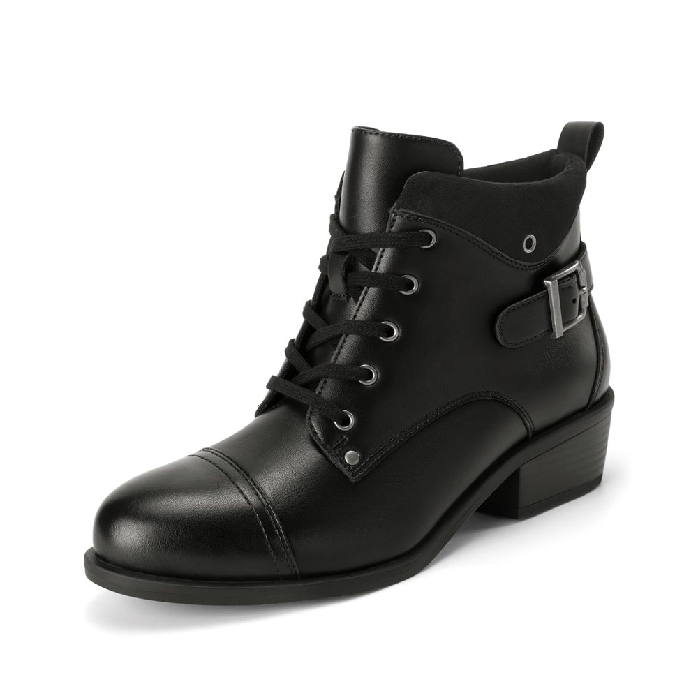 Athlefit Lace-Up Zip Ankle Boot in Black