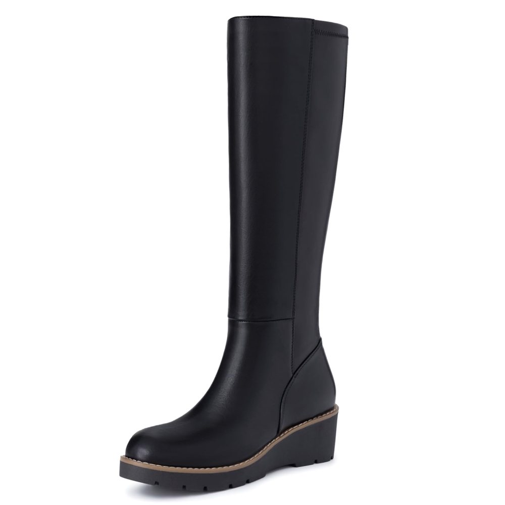 Athlefit Wedge Knee-High Boot in Black