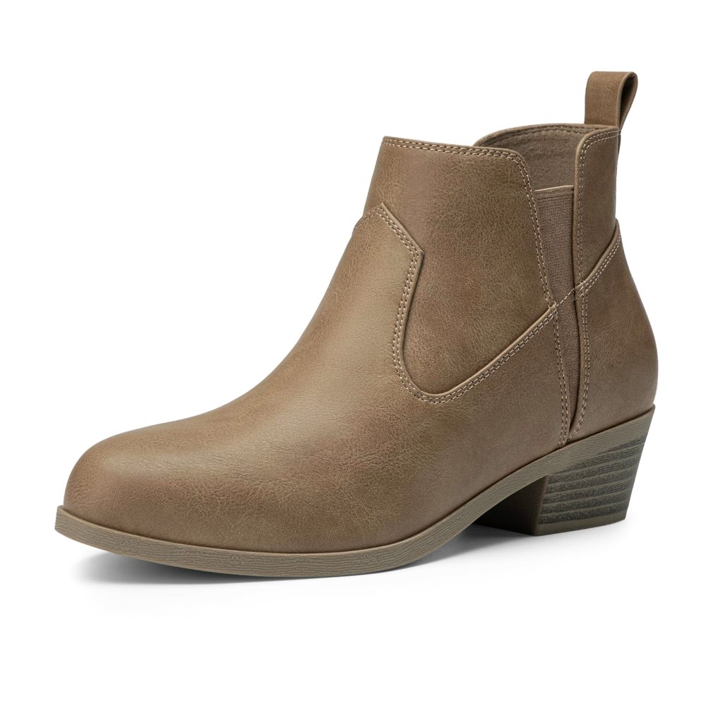 Athlefit Western Stitch Pointed Toe Bootie in Light Brown