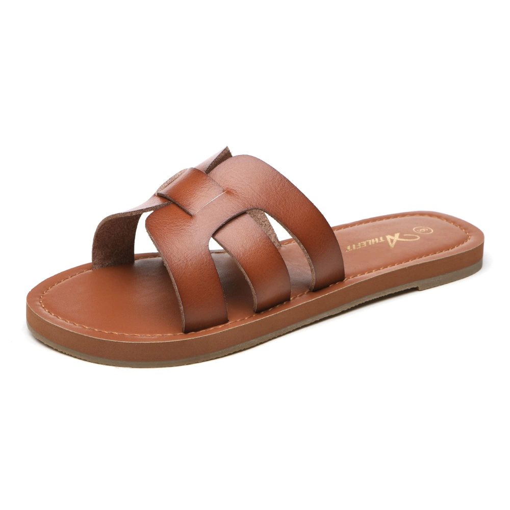 Athlefit Crossband Leather Slide in Mocha