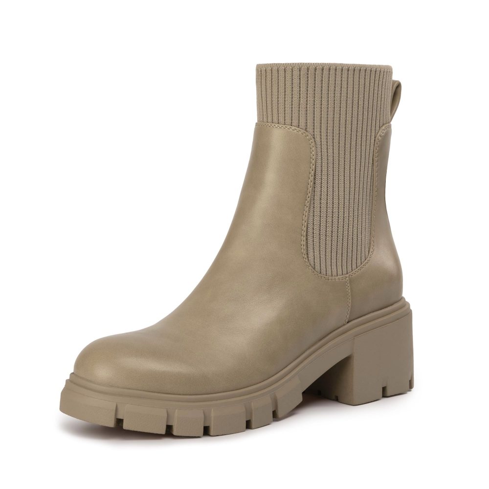 Athlefit Chunky Platform Chelsea Boot in Taupe