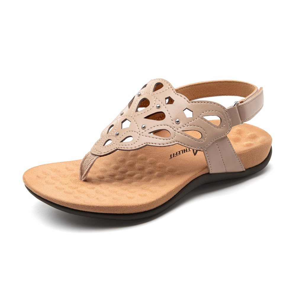 Athlefit Arch Support Cutout Thong Sandal in Nude