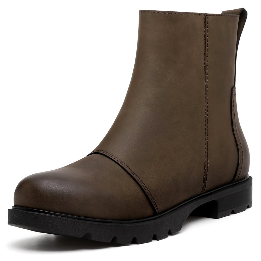 Athlefit Stretch Shaft Lug Sole Bootie in Dark Brown