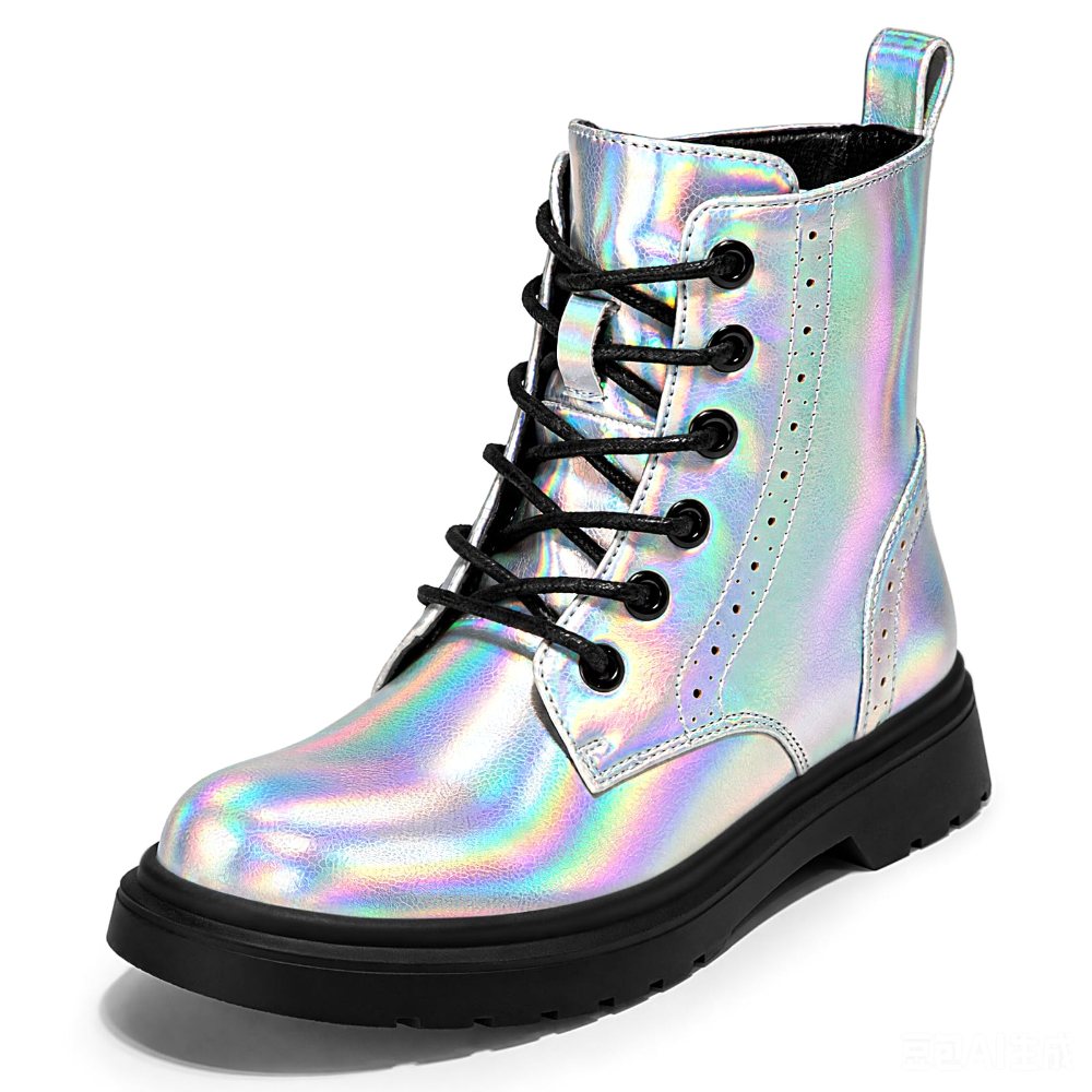 Athlefit Kids' Side Zip Combat Boot in Silver