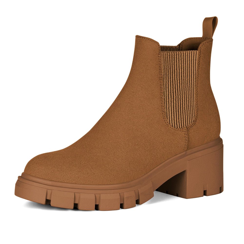 Athlefit Lug Sole Chelsea Boot in Brown Suede
