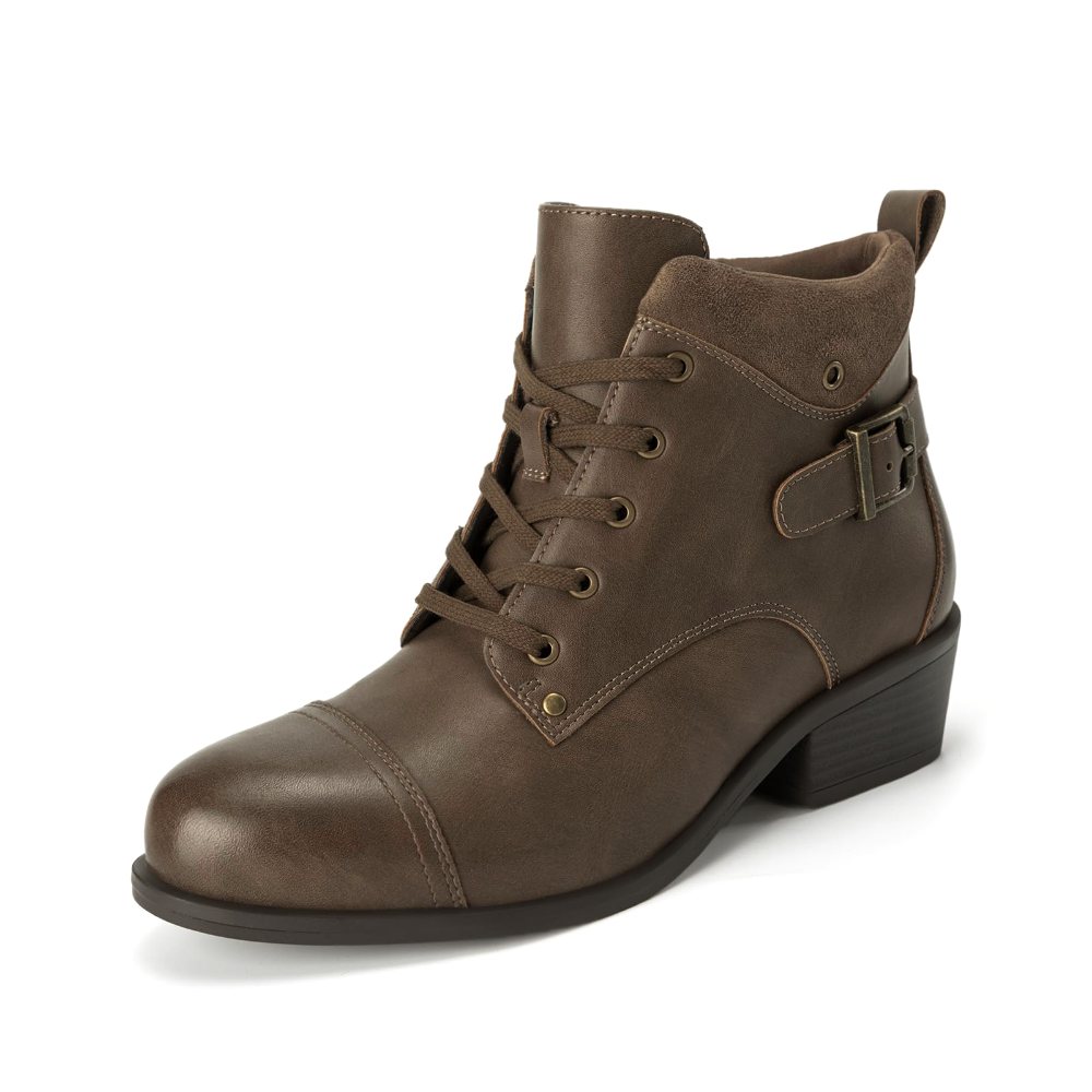 Athlefit Lace-Up Zip Ankle Boot in Taupe