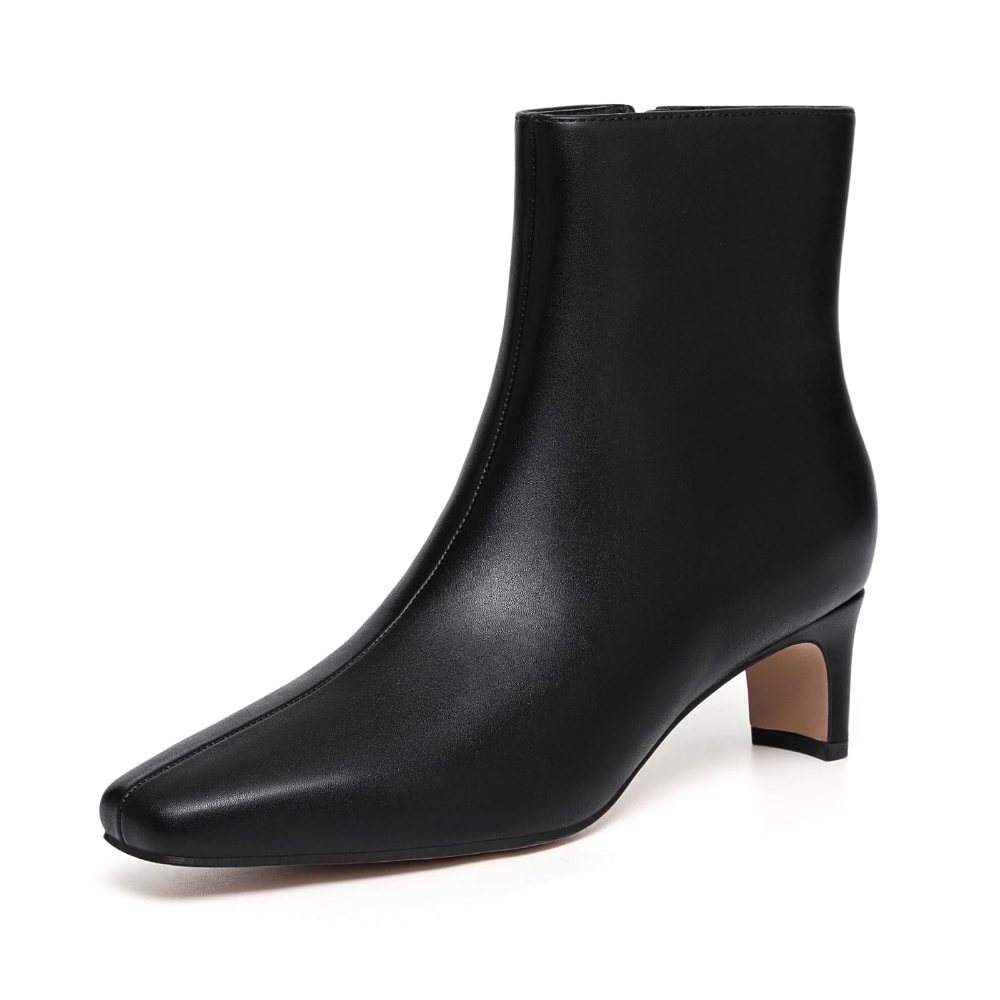 Athlefit Square Toe Block Heel Bootie in Black