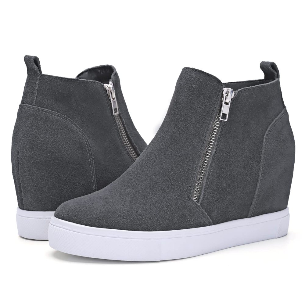 Athlefit Hidden Wedge Side Zip Sneaker in Grey