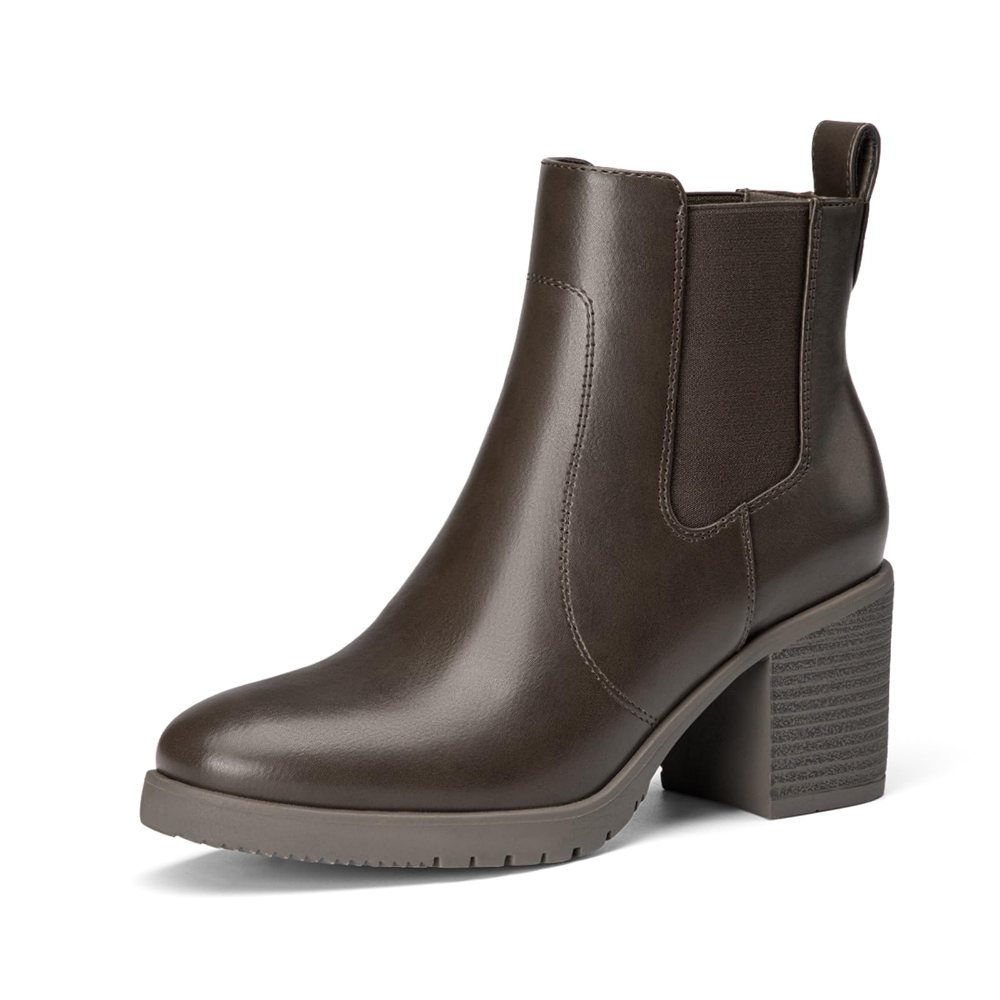 Athlefit Block Heel Chelsea Bootie in Brown