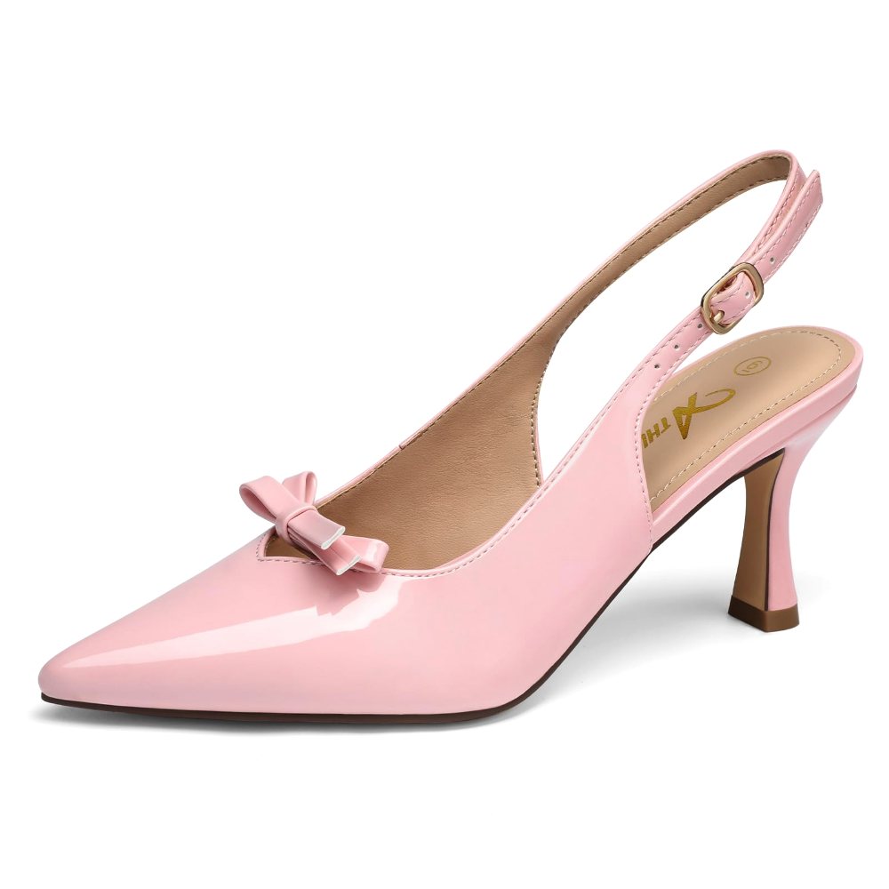 Athlefit Bow Slingback Pump in Pink Patent