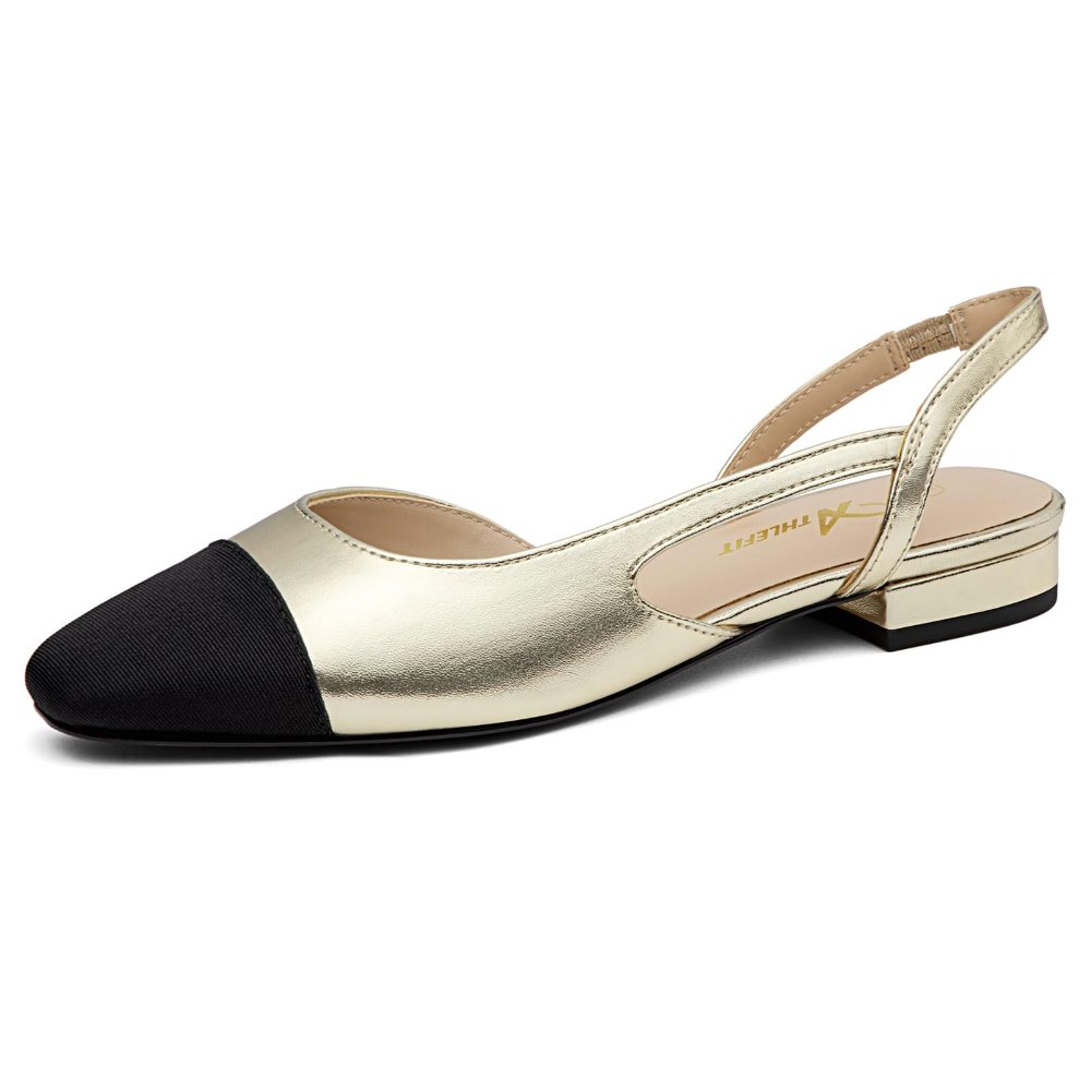 Athlefit Cap Toe Slingback Flat in Gold