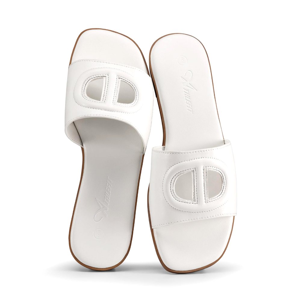 Athlefit Cutout Band Flat Slide in White