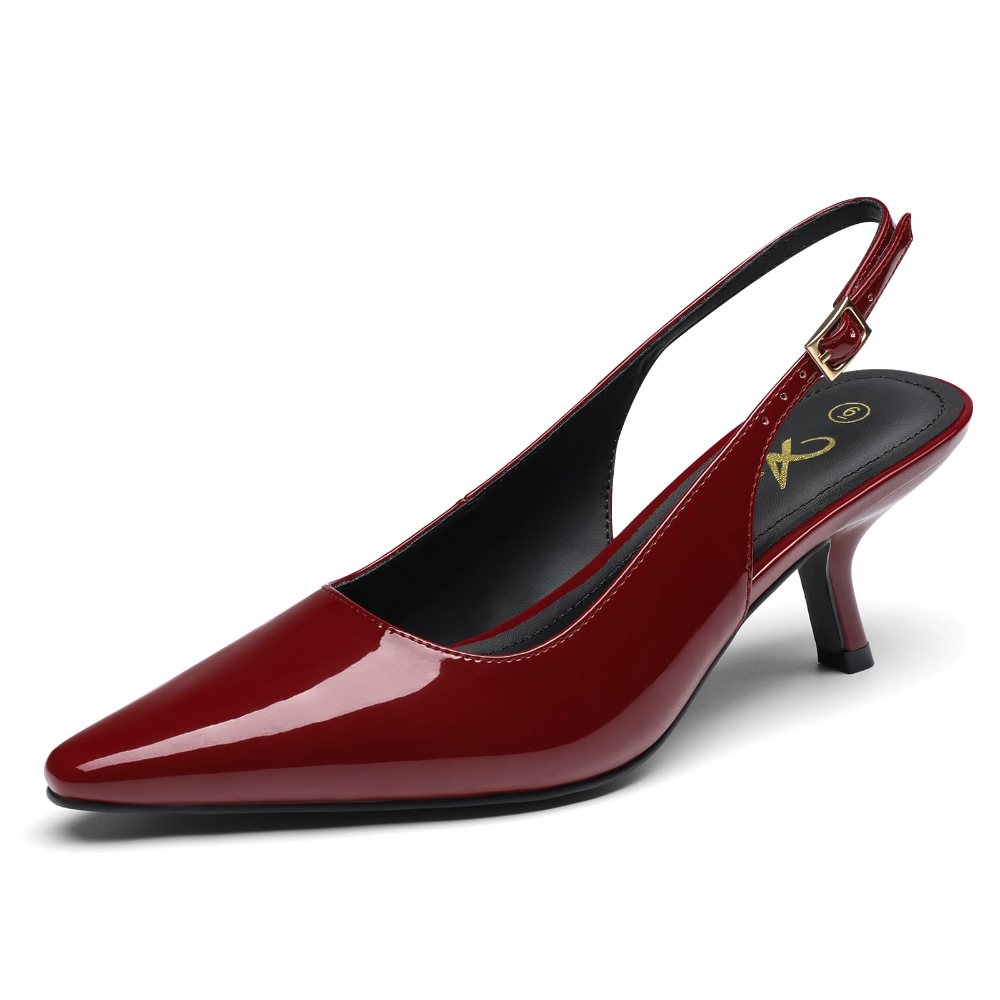 Athlefit Pointed Toe Slingback Heel in Burgundy