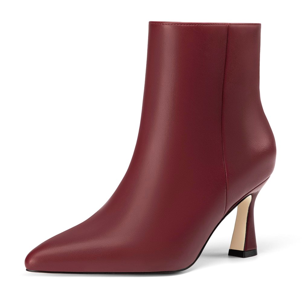Athlefit Pointed Toe Stiletto Bootie in Burgundy