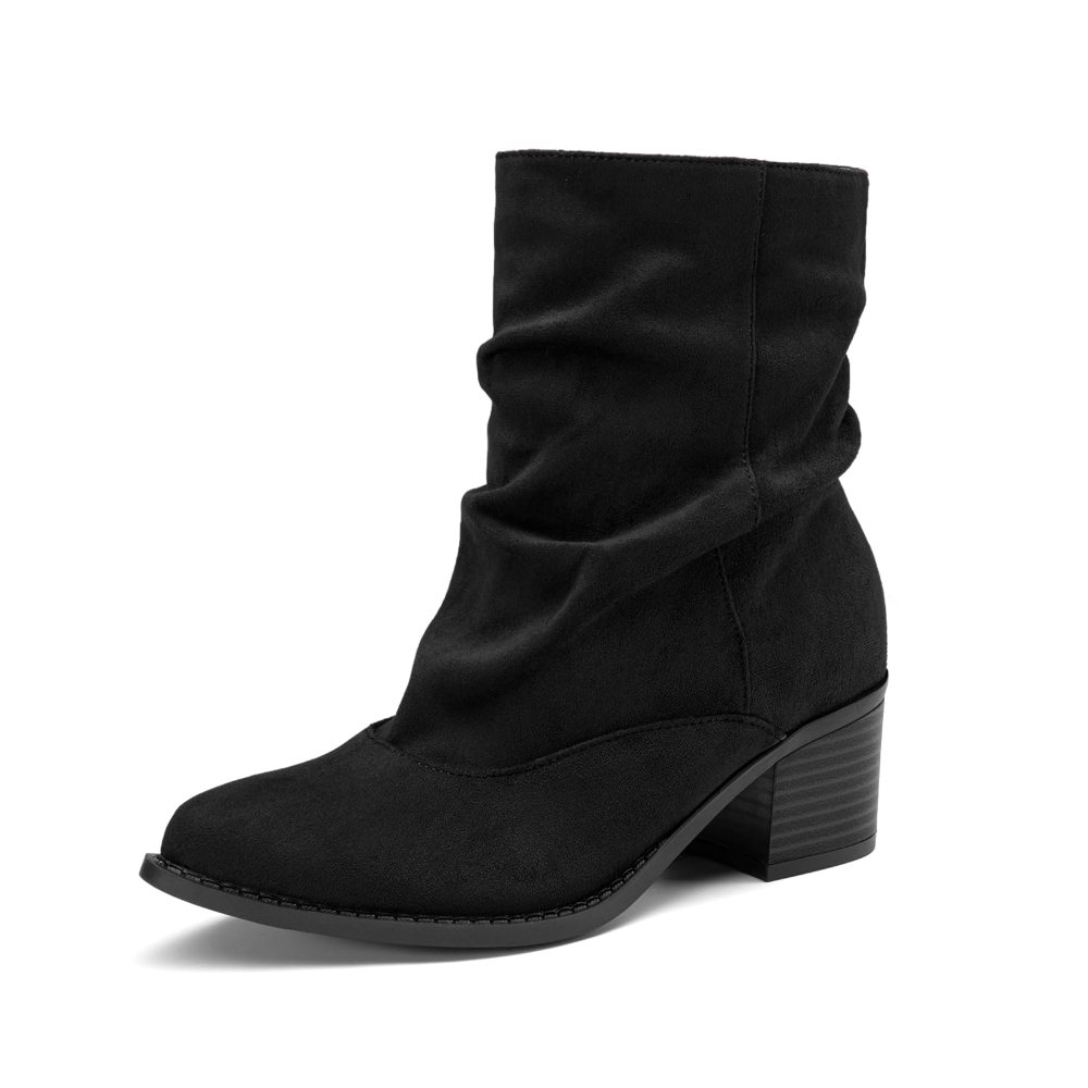 Athlefit Slouchy Block Heel Bootie in Black