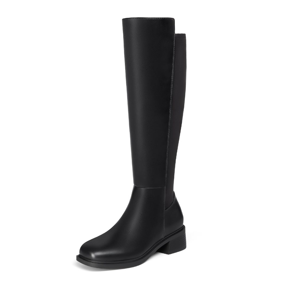Athlefit Stretch Flat Knee-High Boot in Black
