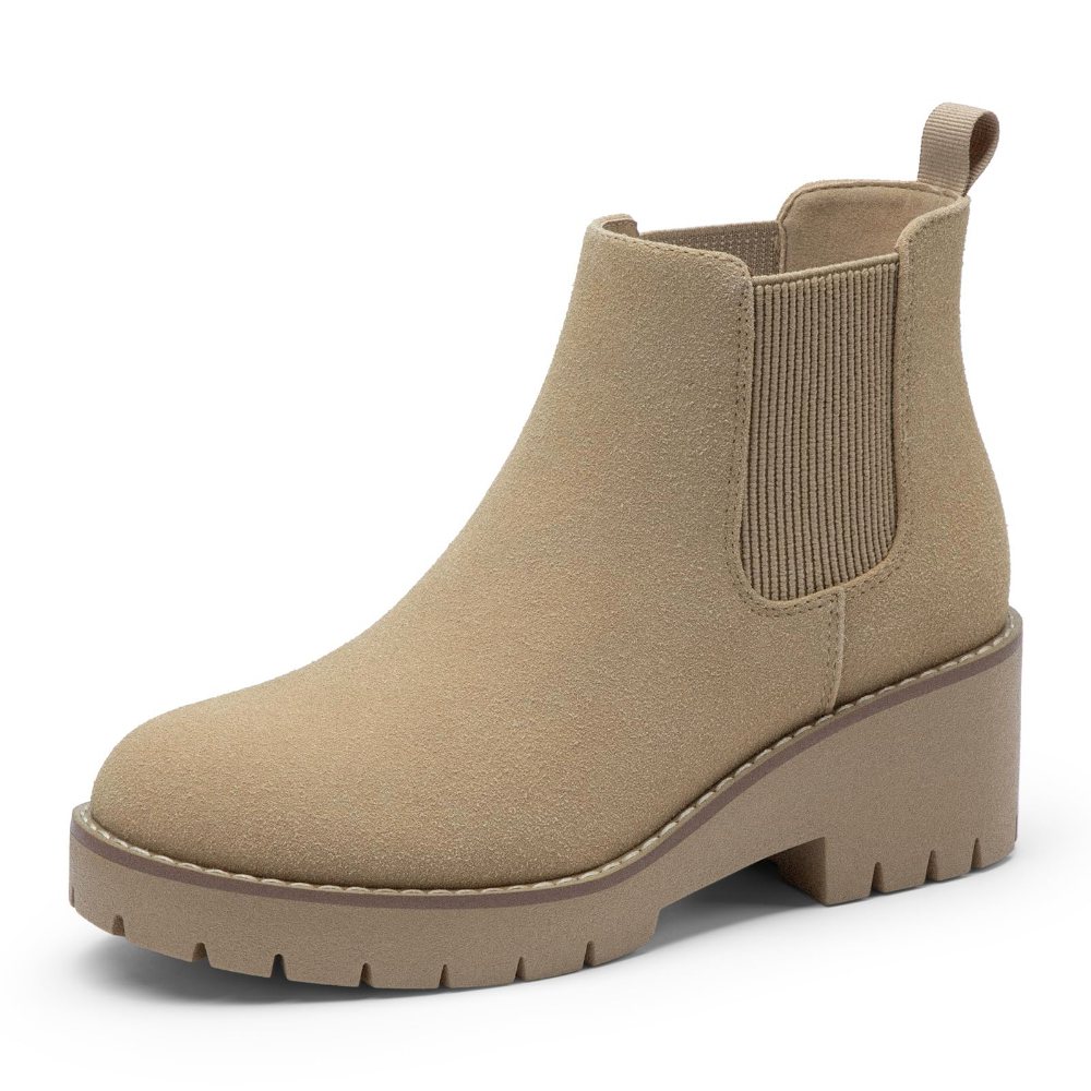 Athlefit Slip-On Chelsea Boot in Nude Suede