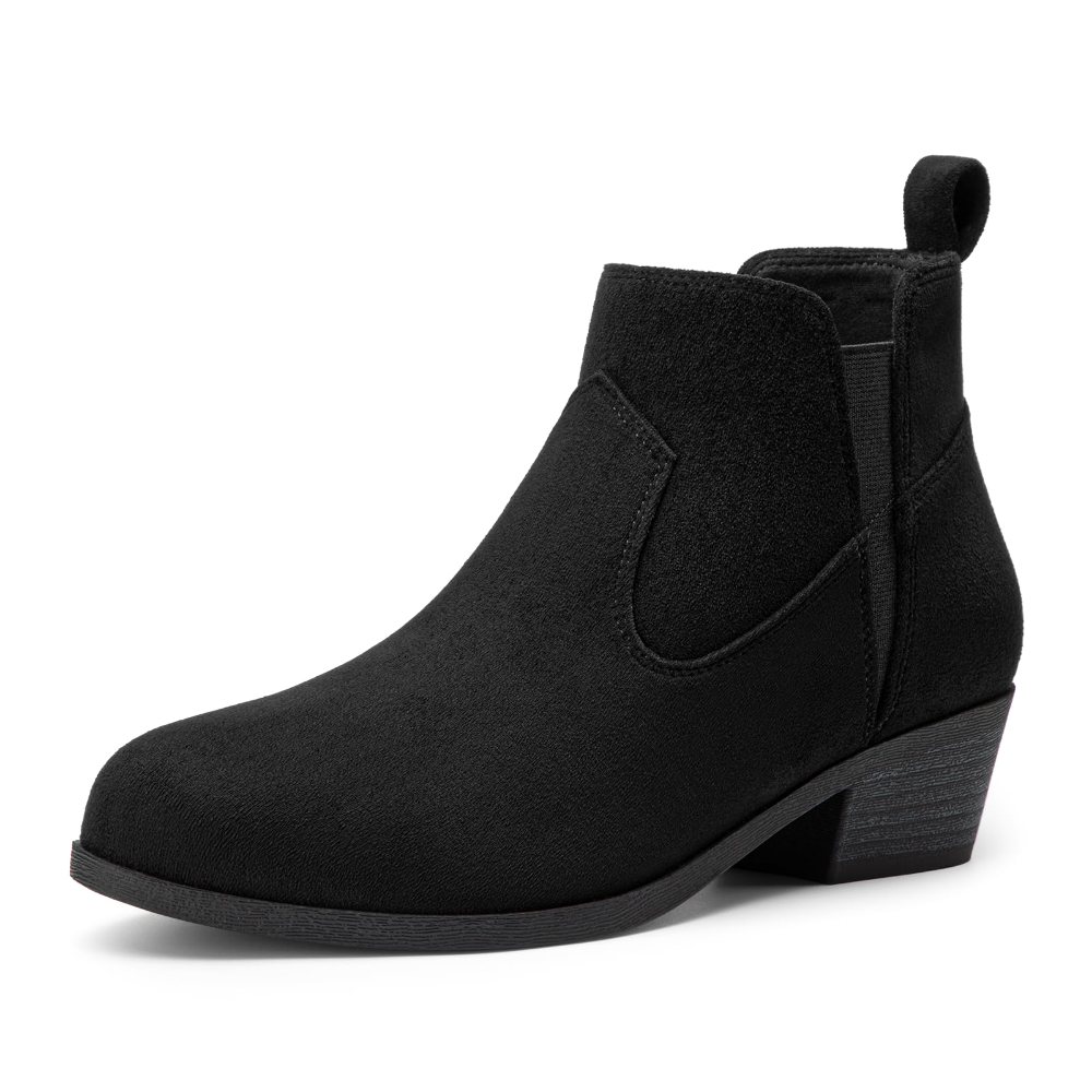 Athlefit Western Stitch Pointed Toe Bootie in Black Suede