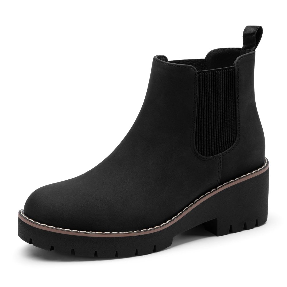 Athlefit Slip-On Chelsea Boot in Black Nubuck