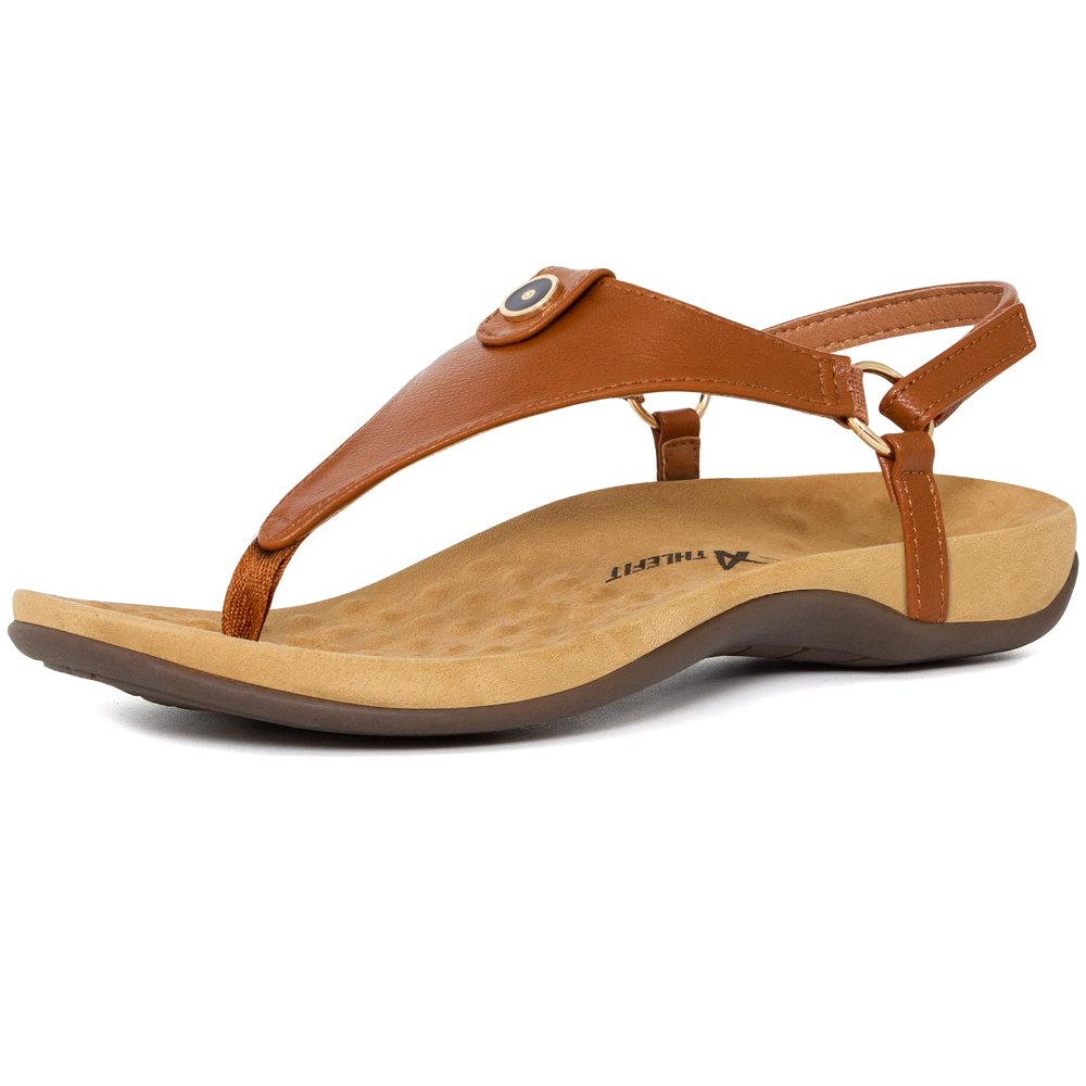 Athlefit Arch Support Thong Sandal in Brown