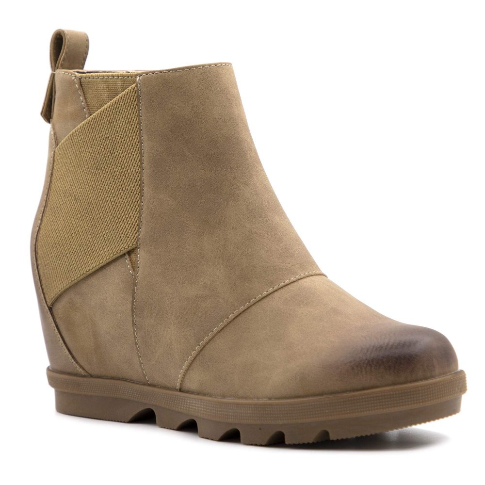 Athlefit Low Hidden Wedge Bootie in Khaki